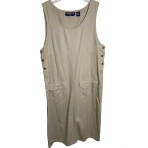 Mountain lake sleeveless Beige long dress Large 100% Cotton EUC